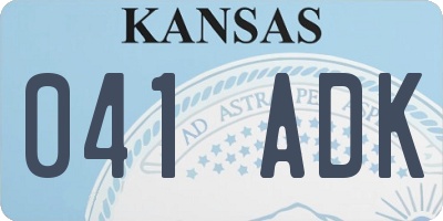 KS license plate 041ADK