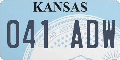 KS license plate 041ADW