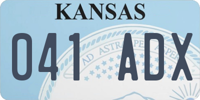 KS license plate 041ADX