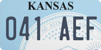 KS license plate 041AEF