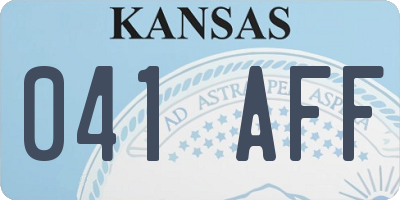 KS license plate 041AFF