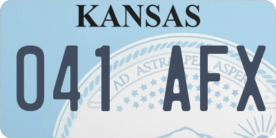 KS license plate 041AFX
