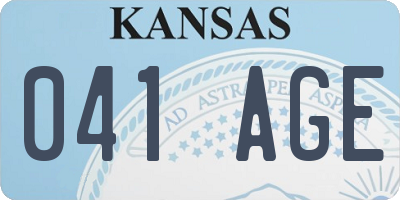 KS license plate 041AGE