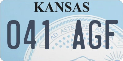 KS license plate 041AGF