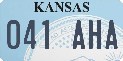 KS license plate 041AHA