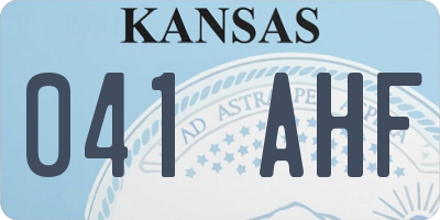 KS license plate 041AHF