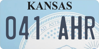 KS license plate 041AHR