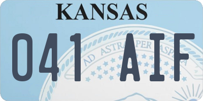 KS license plate 041AIF