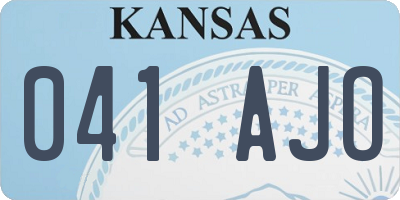 KS license plate 041AJO