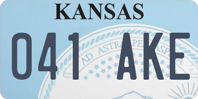 KS license plate 041AKE