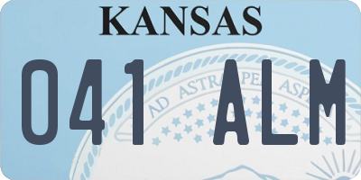 KS license plate 041ALM