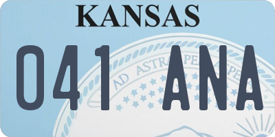 KS license plate 041ANA