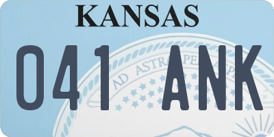 KS license plate 041ANK