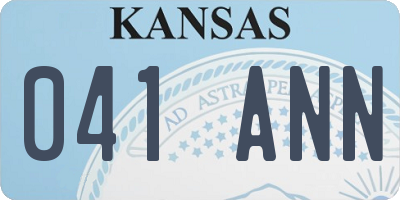 KS license plate 041ANN