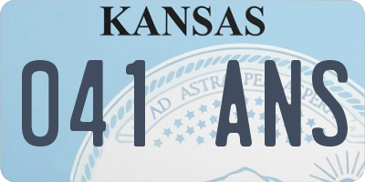 KS license plate 041ANS