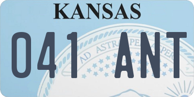 KS license plate 041ANT