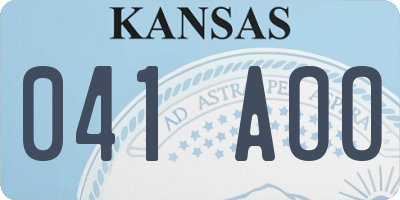 KS license plate 041AOO