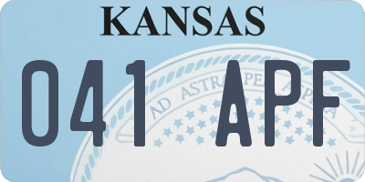 KS license plate 041APF