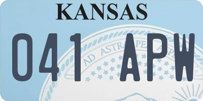 KS license plate 041APW