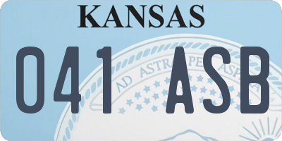 KS license plate 041ASB