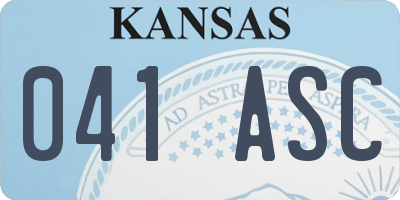 KS license plate 041ASC