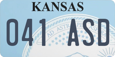 KS license plate 041ASD