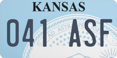 KS license plate 041ASF