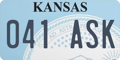 KS license plate 041ASK