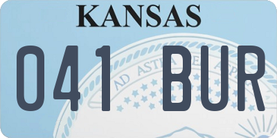 KS license plate 041BUR