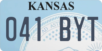 KS license plate 041BYT