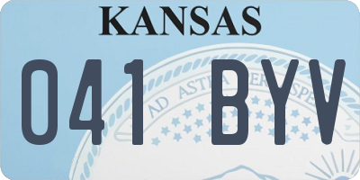 KS license plate 041BYV