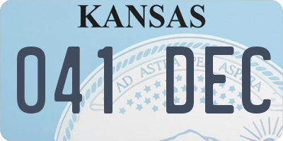 KS license plate 041DEC