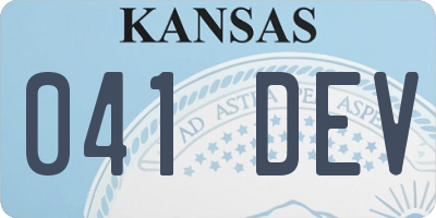 KS license plate 041DEV
