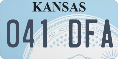 KS license plate 041DFA