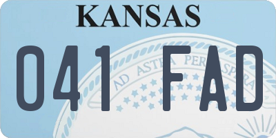 KS license plate 041FAD