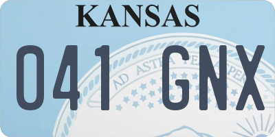 KS license plate 041GNX