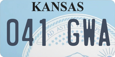 KS license plate 041GWA