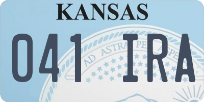 KS license plate 041IRA