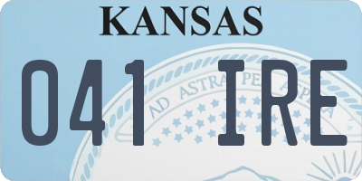 KS license plate 041IRE