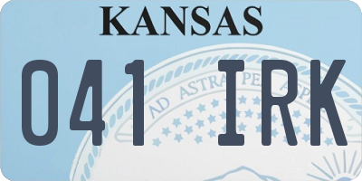 KS license plate 041IRK