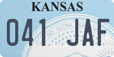 KS license plate 041JAF