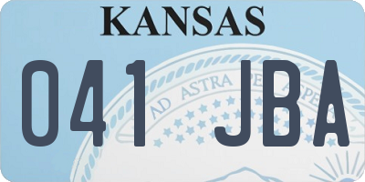 KS license plate 041JBA