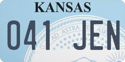 KS license plate 041JEN