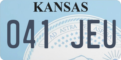 KS license plate 041JEU