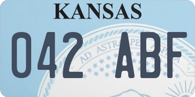KS license plate 042ABF