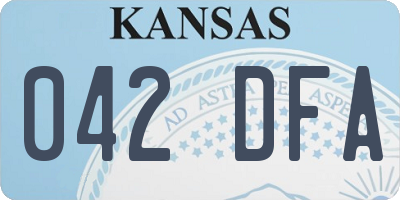 KS license plate 042DFA