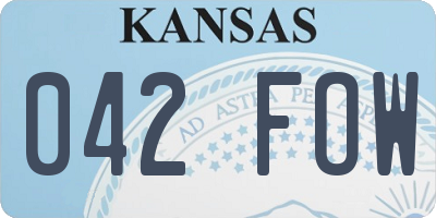 KS license plate 042FOW