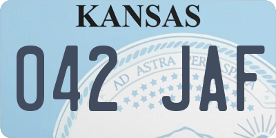 KS license plate 042JAF
