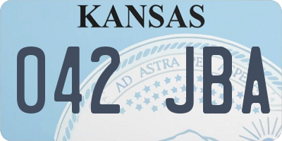 KS license plate 042JBA