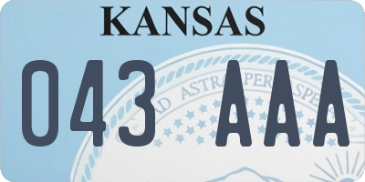 KS license plate 043AAA